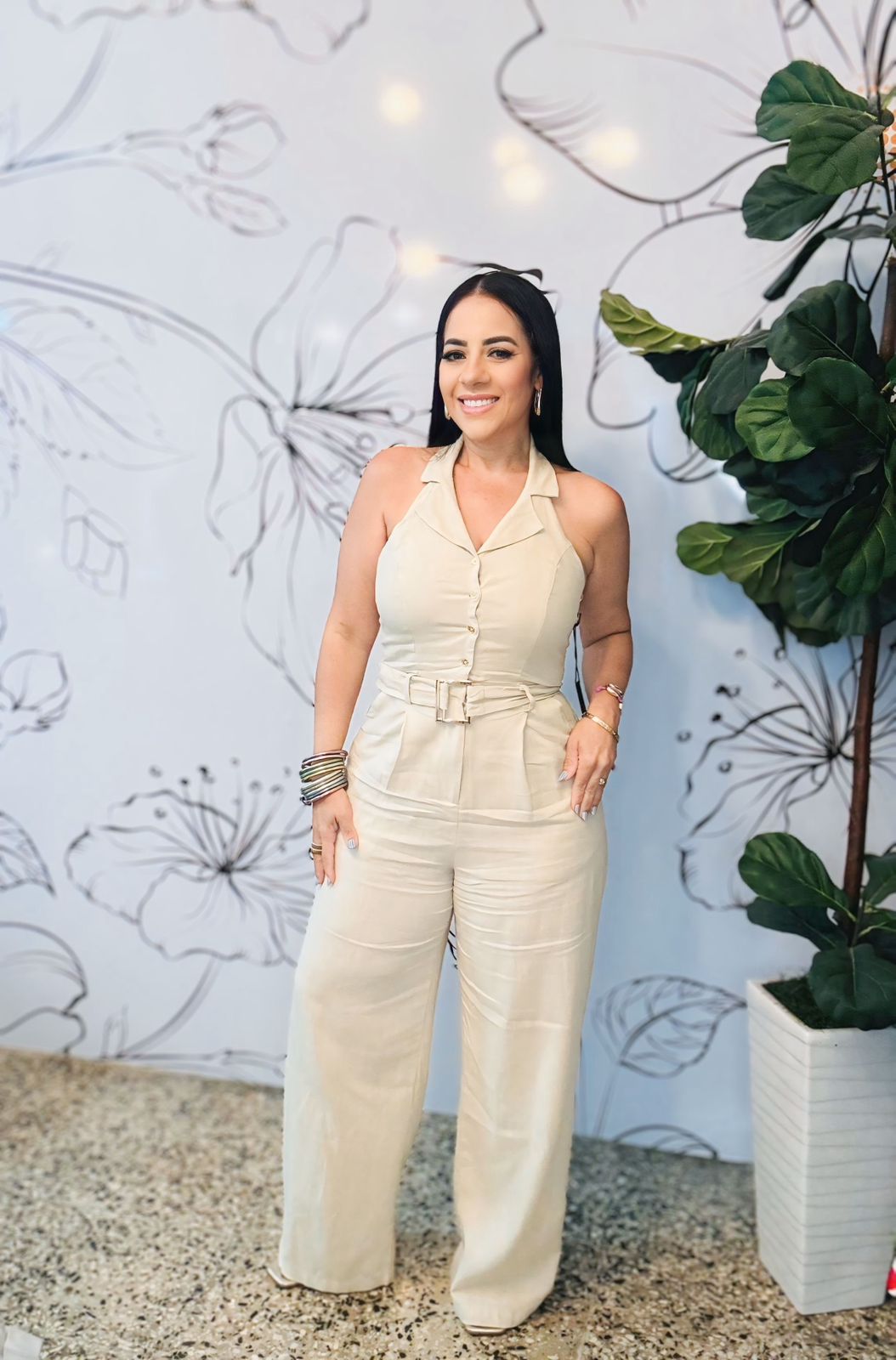 Jumpsuit Haulter Lino Beige