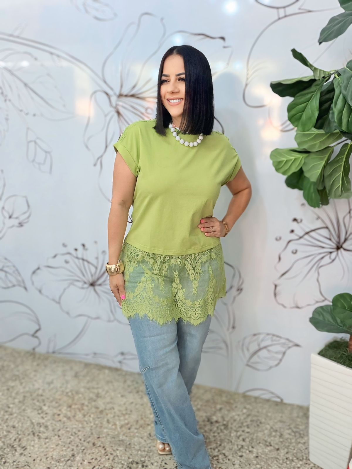 Green Lace Top
