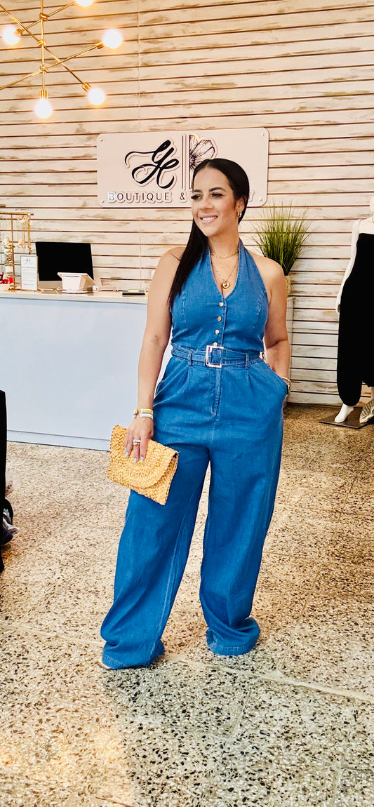 Haulter Denim Jumpsuit