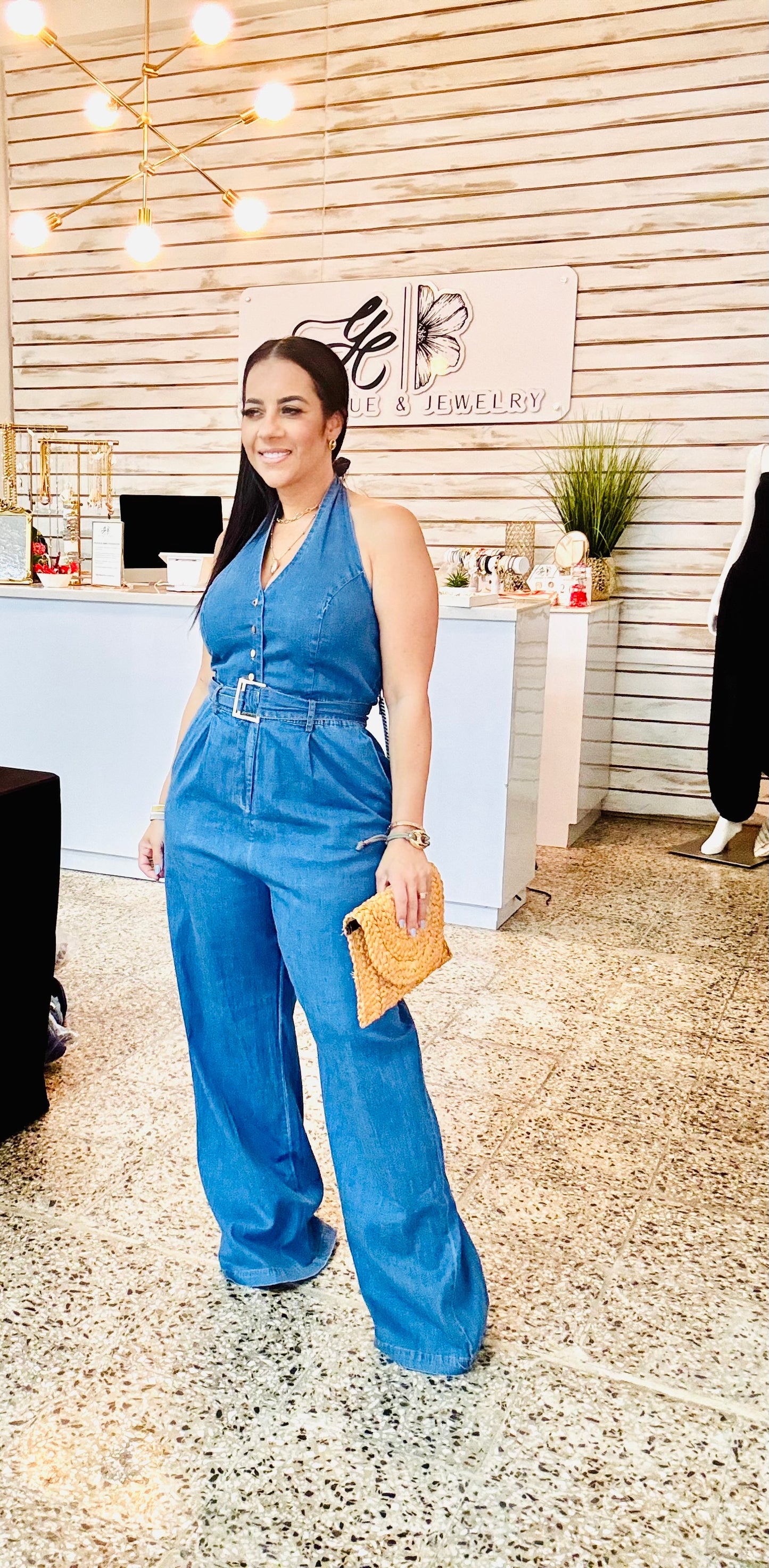 Haulter Denim Jumpsuit