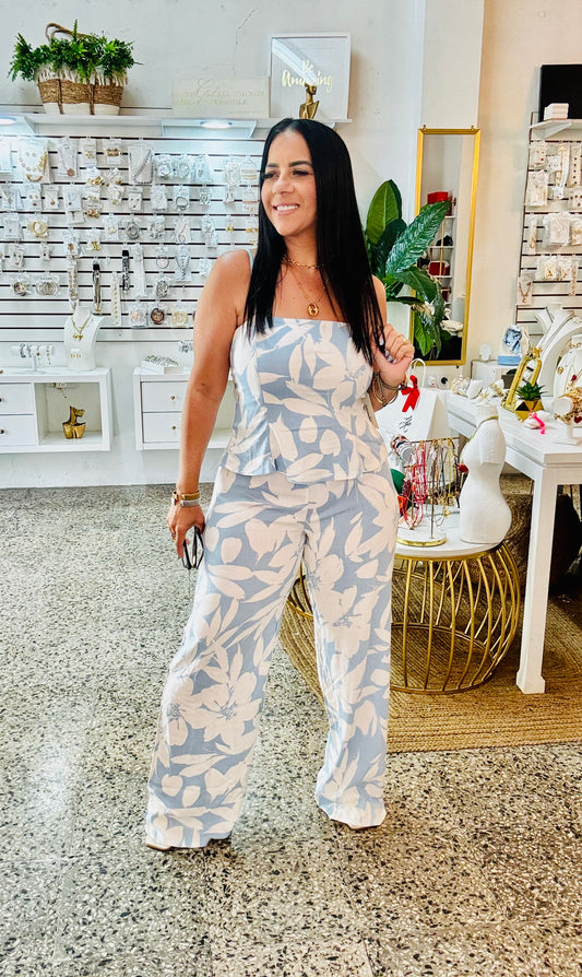 BabyBlue & White Jumpsuit