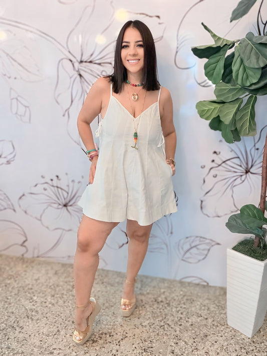 White denim romper