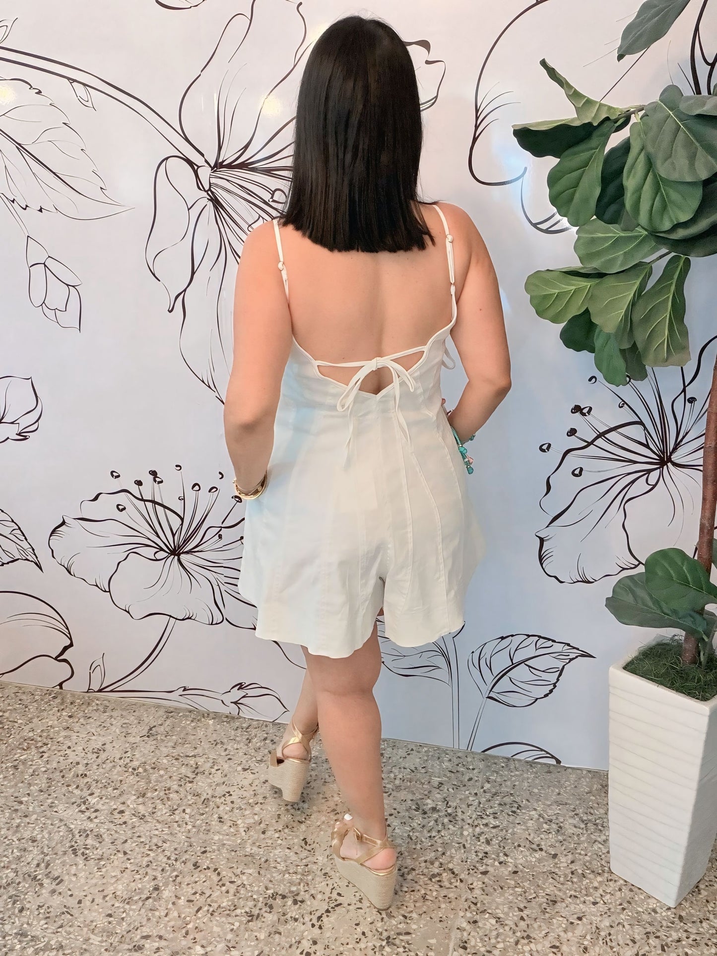 White denim romper