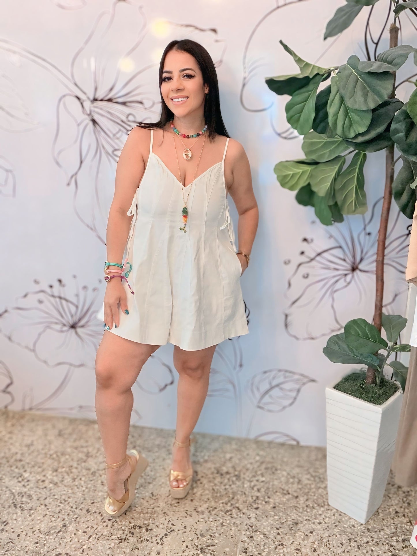 White denim romper