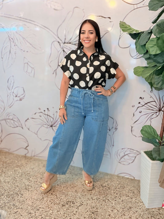 PolkaDots B&W Blouse