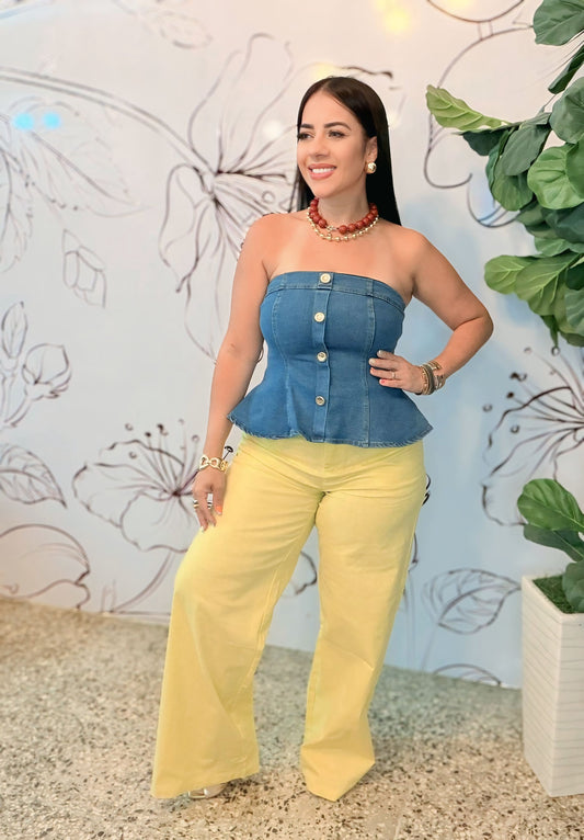 Denim Strapple Top