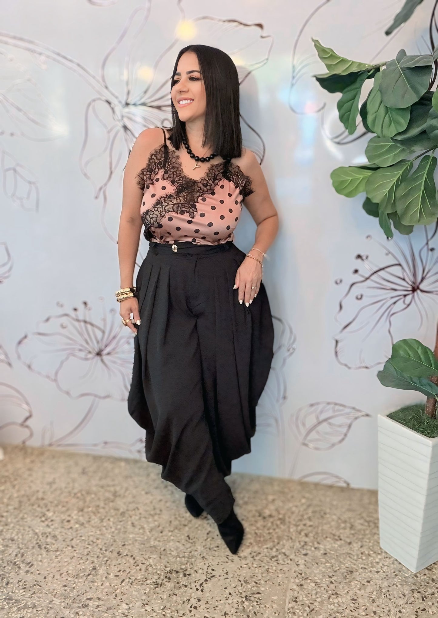 Polka dots brown top