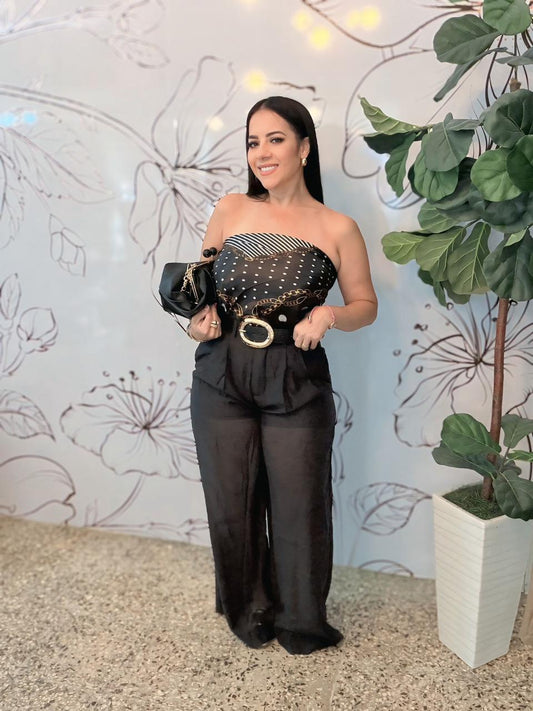 Black pant with belt