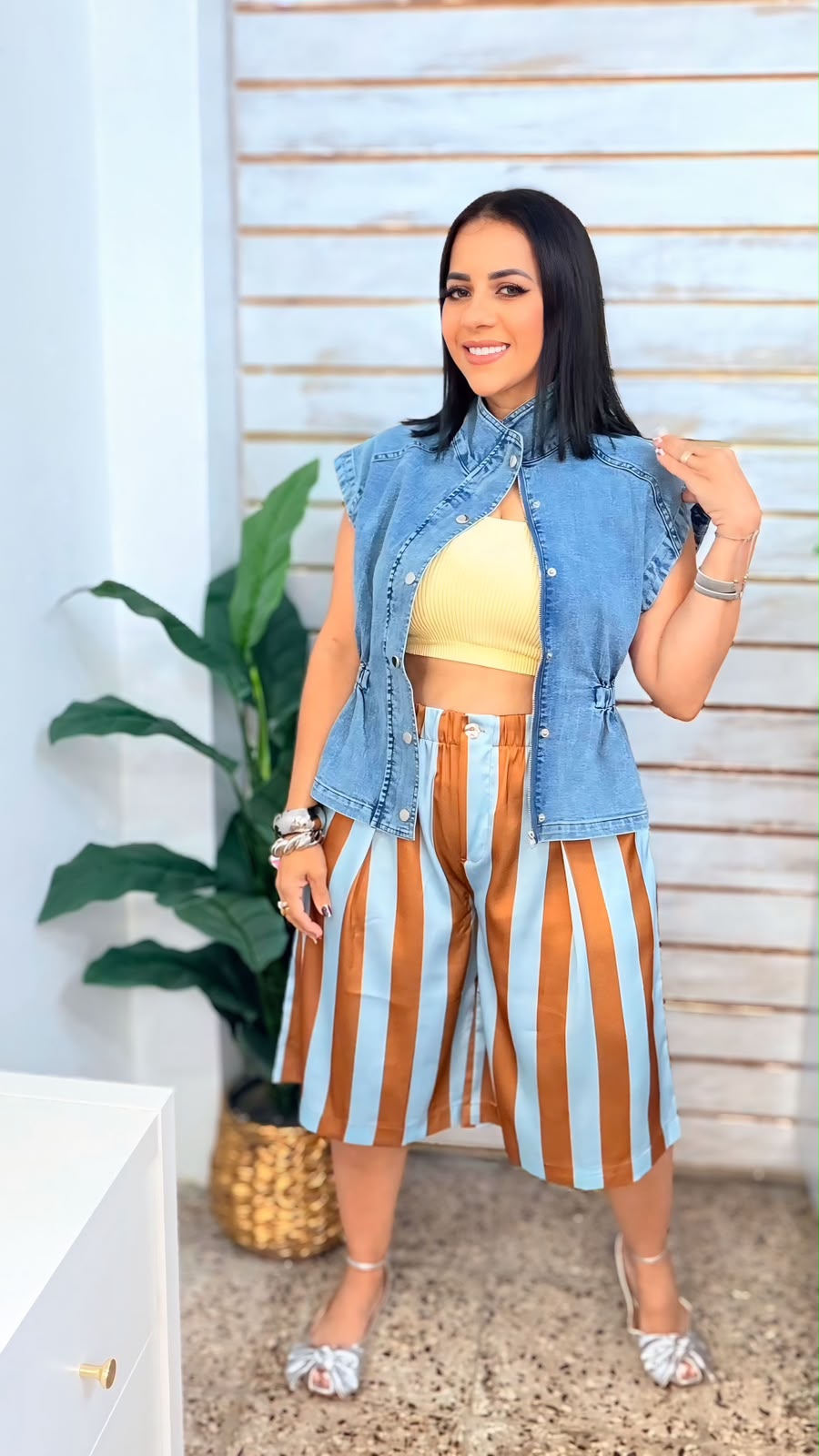 Stripe Bermuda Marron y Azul