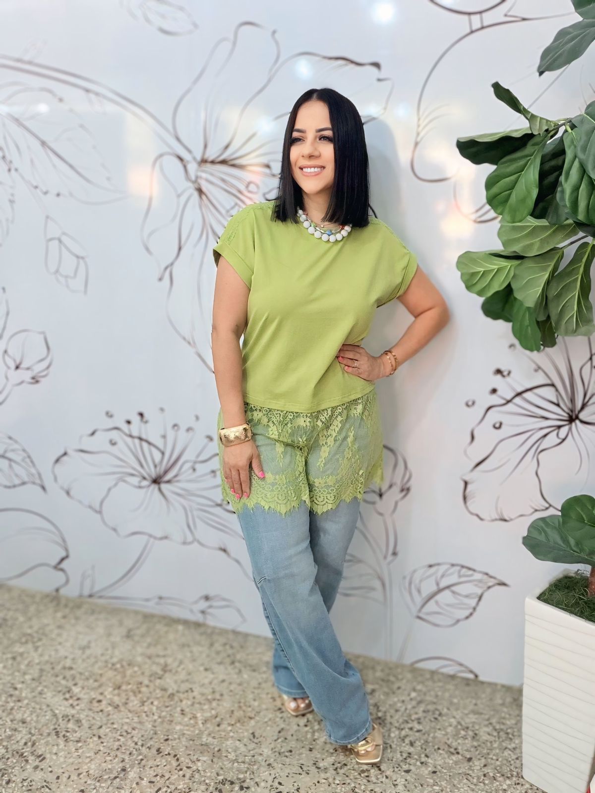 Green Lace Top