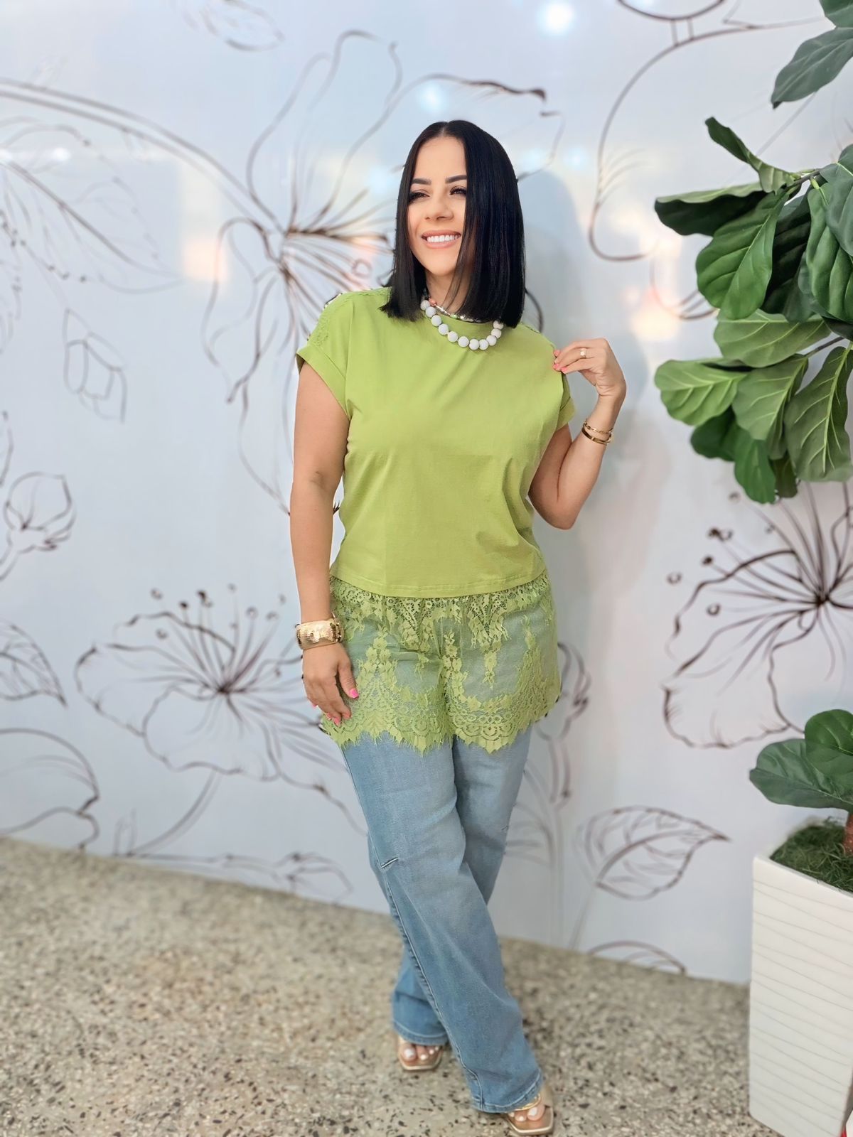 Green Lace Top