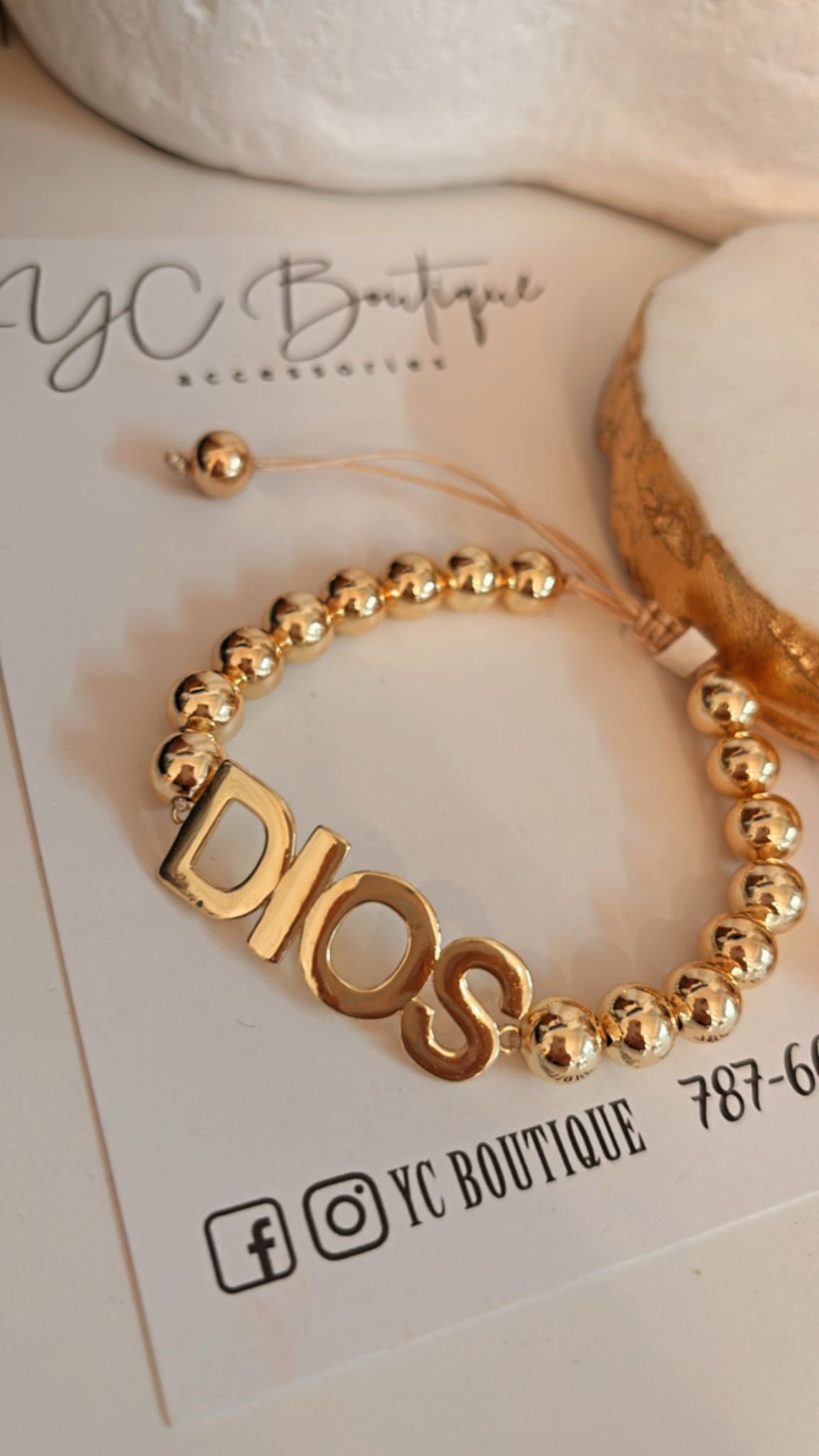 Beaded "Dios" Bracelet - Gold