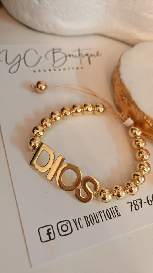 Beaded "Dios" Bracelet - Gold