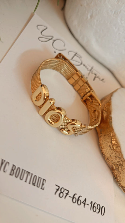 Gold Mesh "Dios" Bracelet