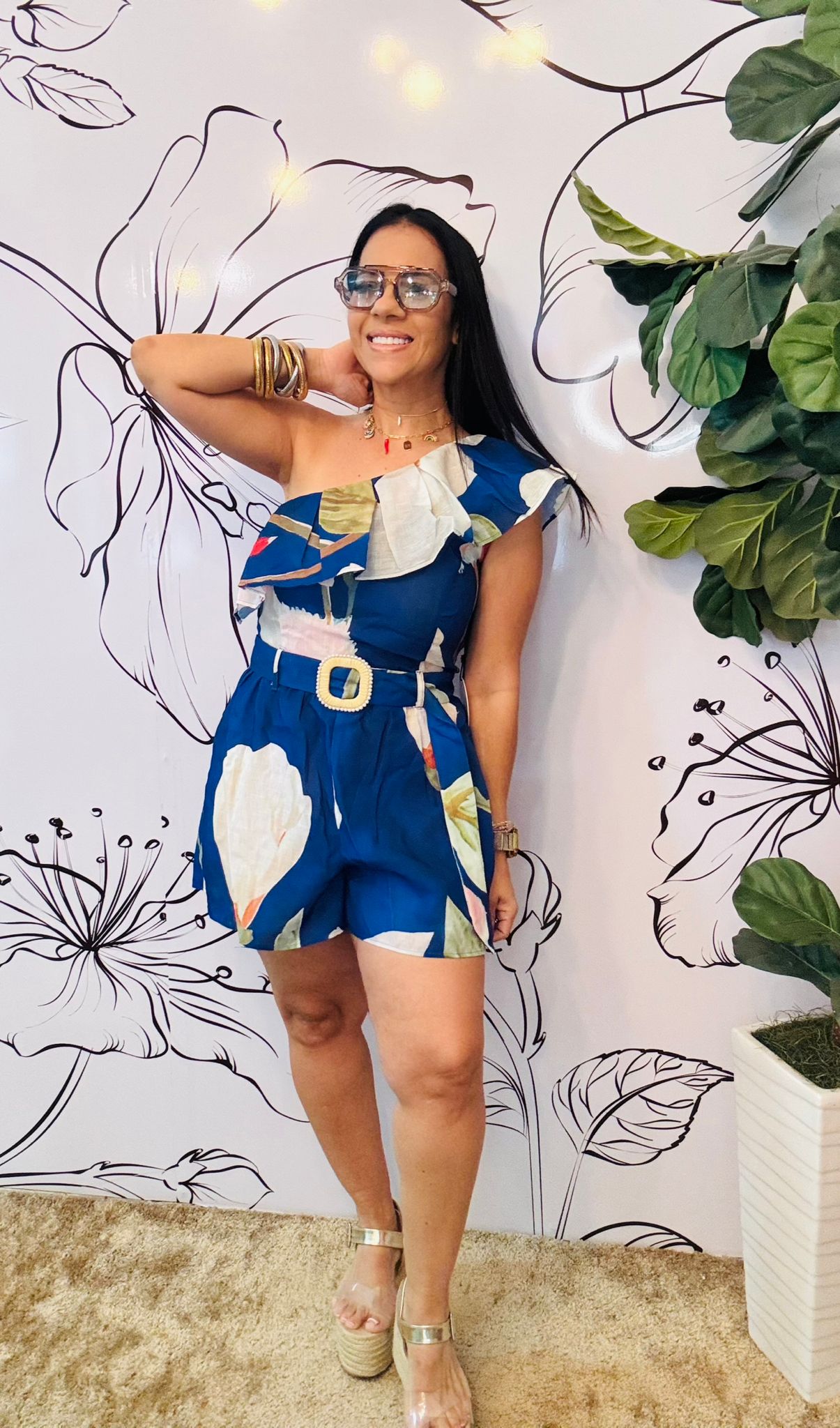 One shoulder romper