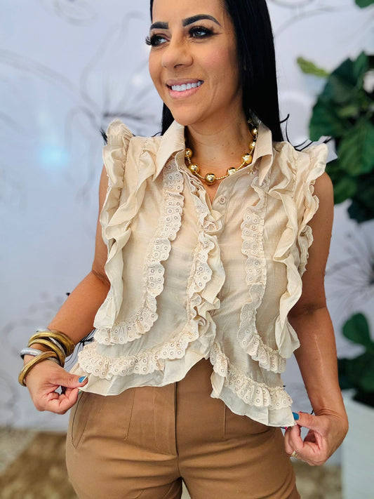 Ruffle Beige Top