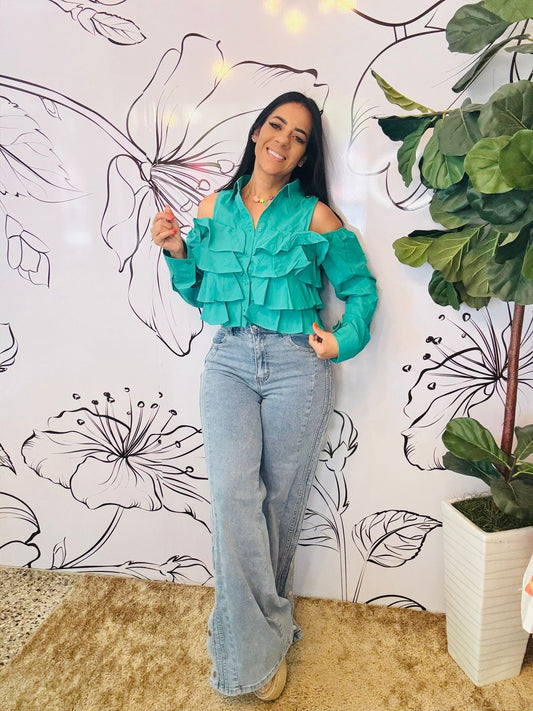 Teal Bolera Top