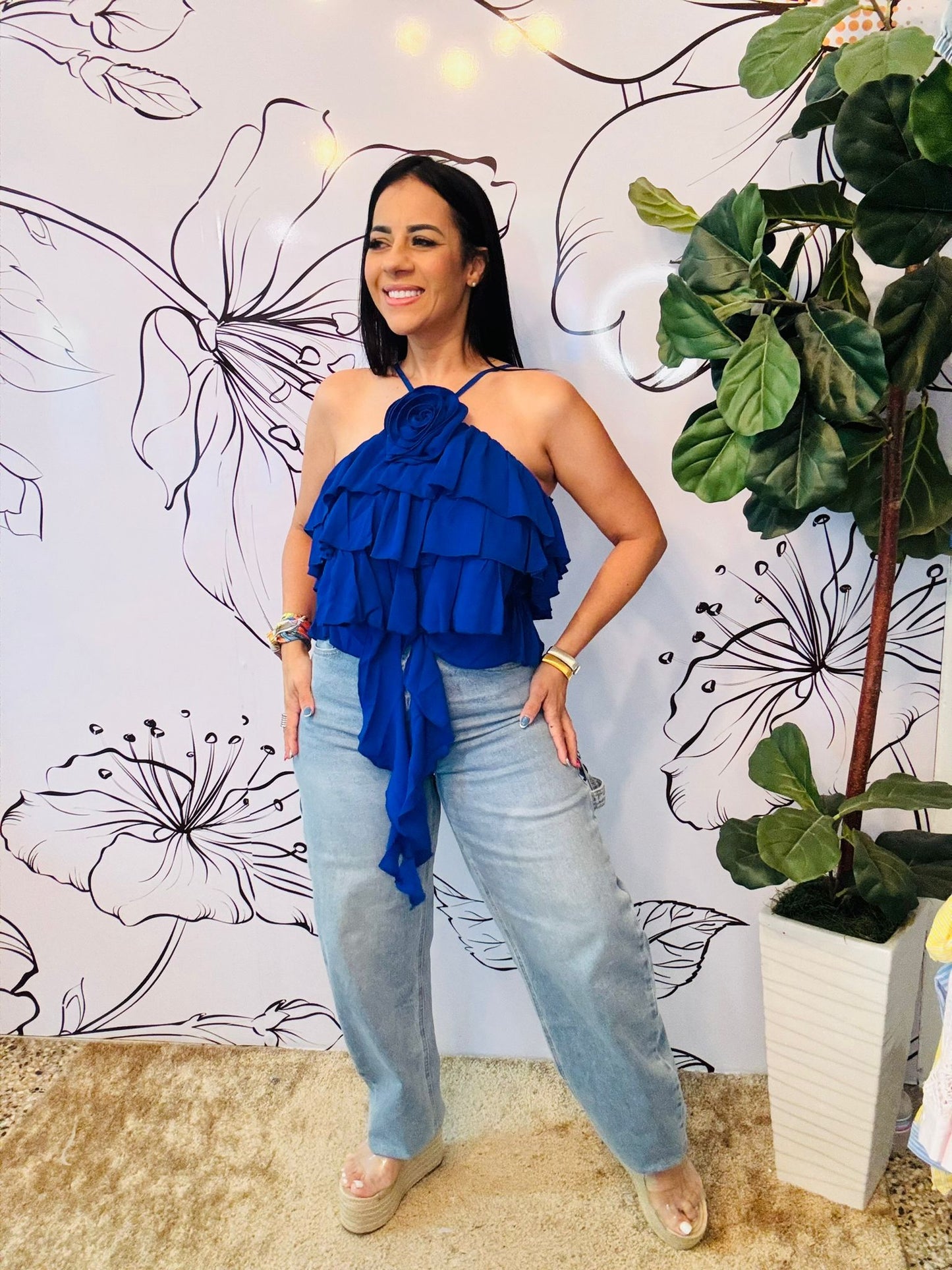 Royal Blue Flower Top