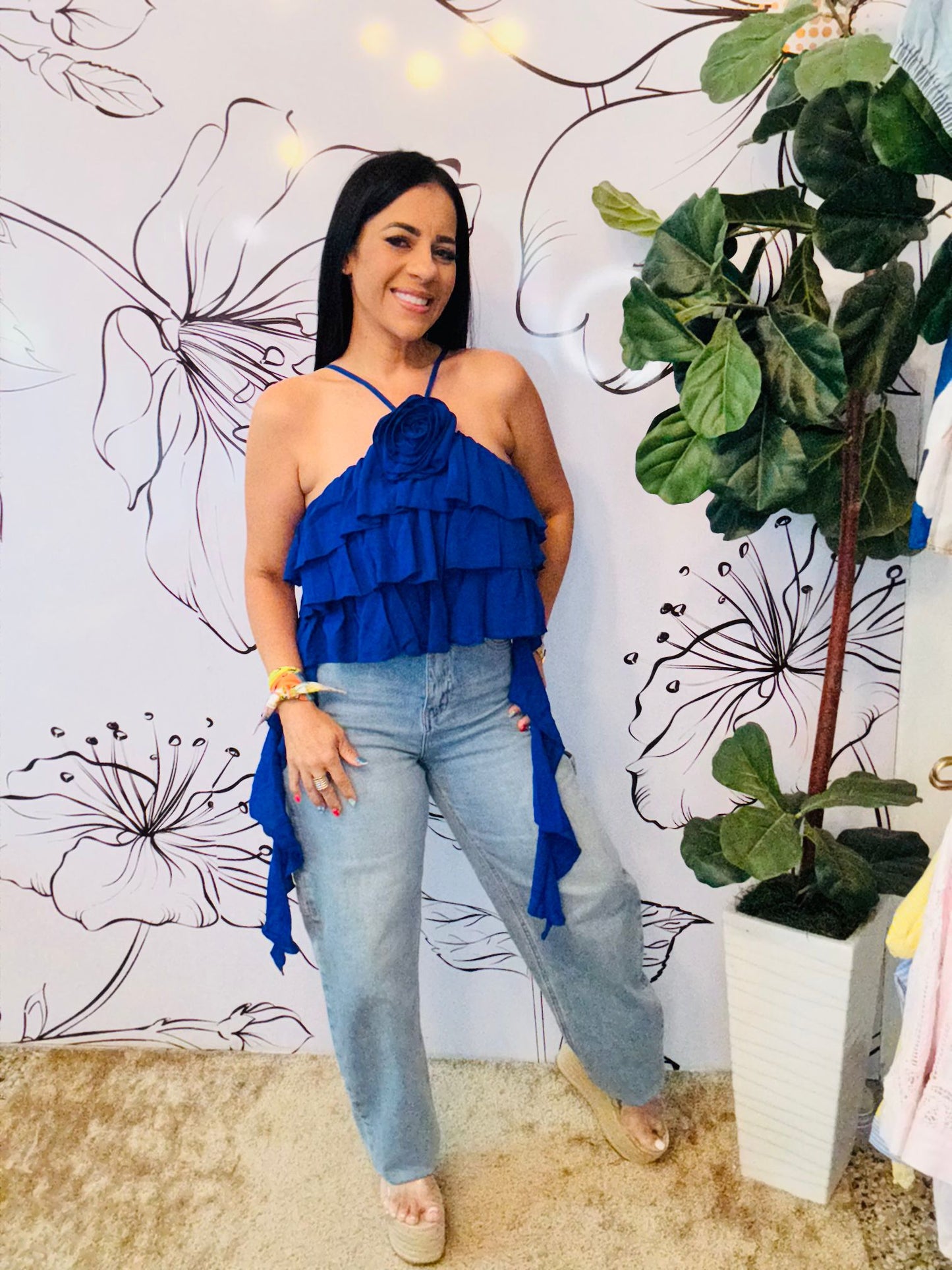 Royal Blue Flower Top