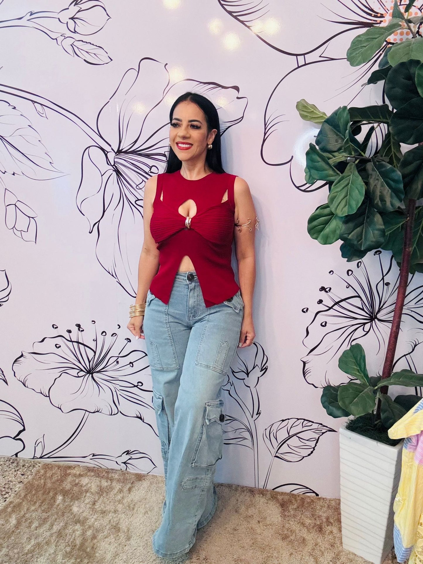 Burgundy Top  Super Stretch