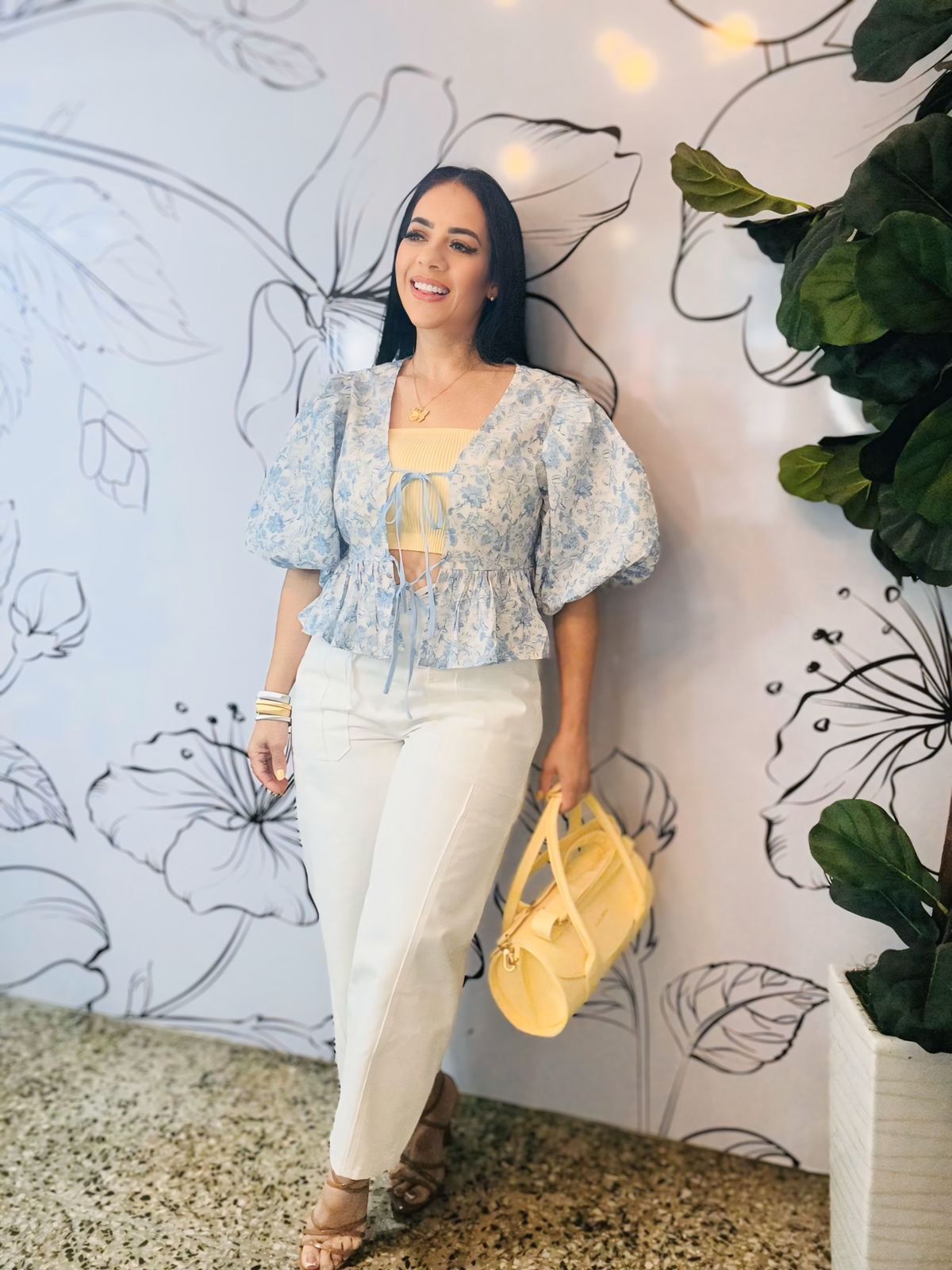 White and blue Flower Top
