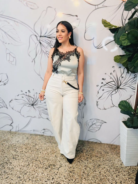 Ivory Pant with Belt