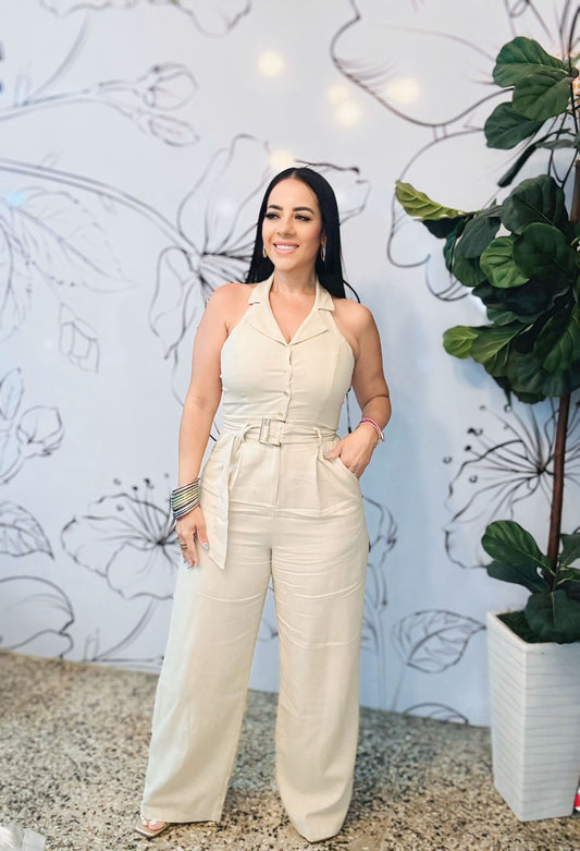 Jumpsuit Haulter Lino Beige