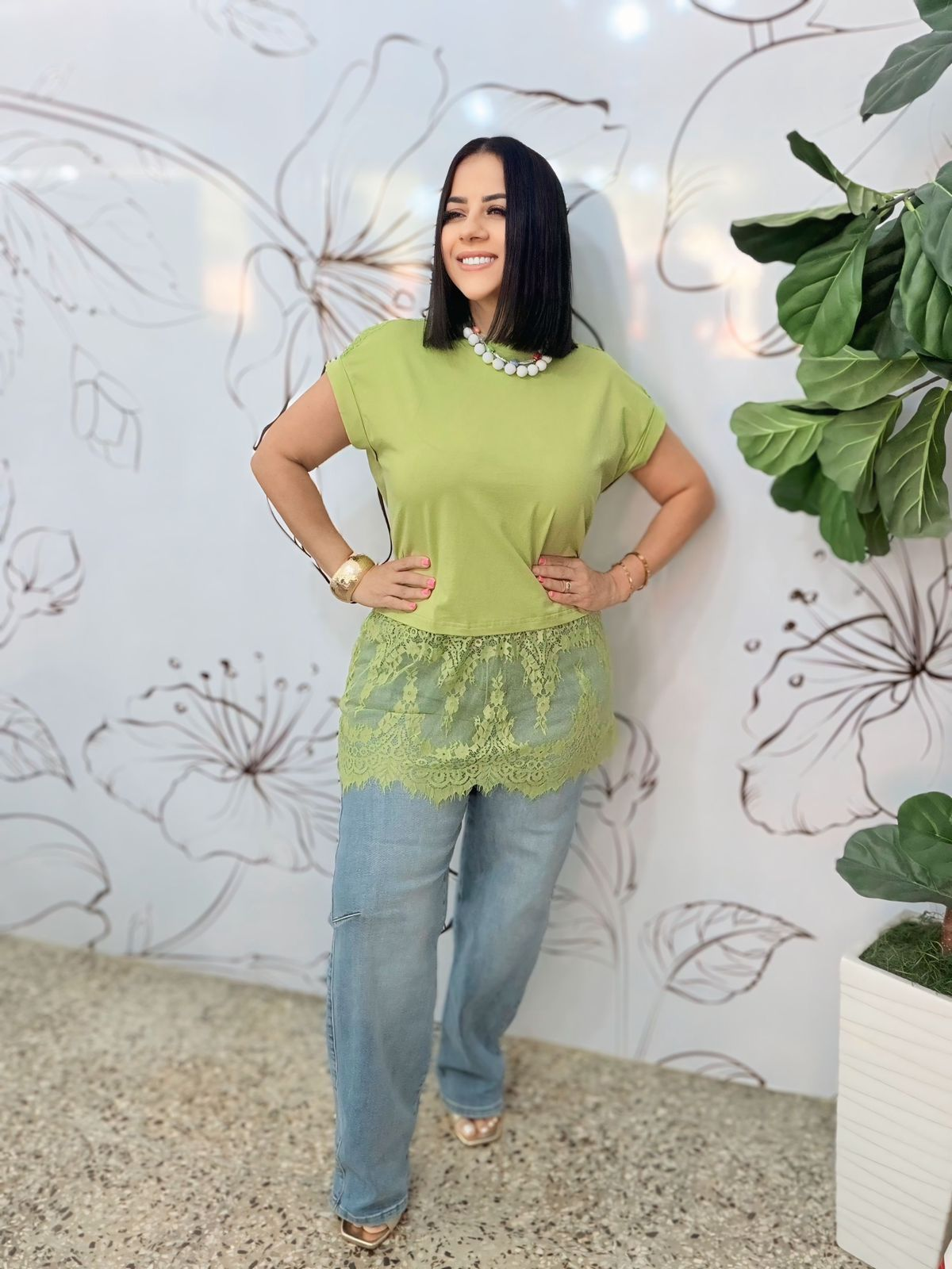 Green Lace Top